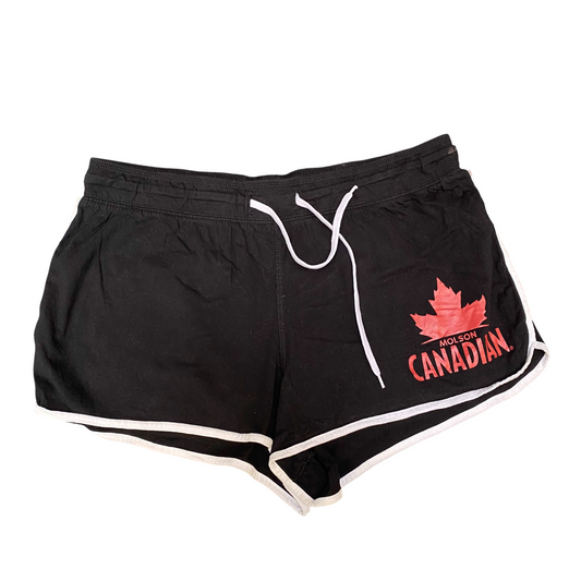 Running Sprinter Shorts Womens Medium Black Athletic Fit Drawstring Dolphin Hem