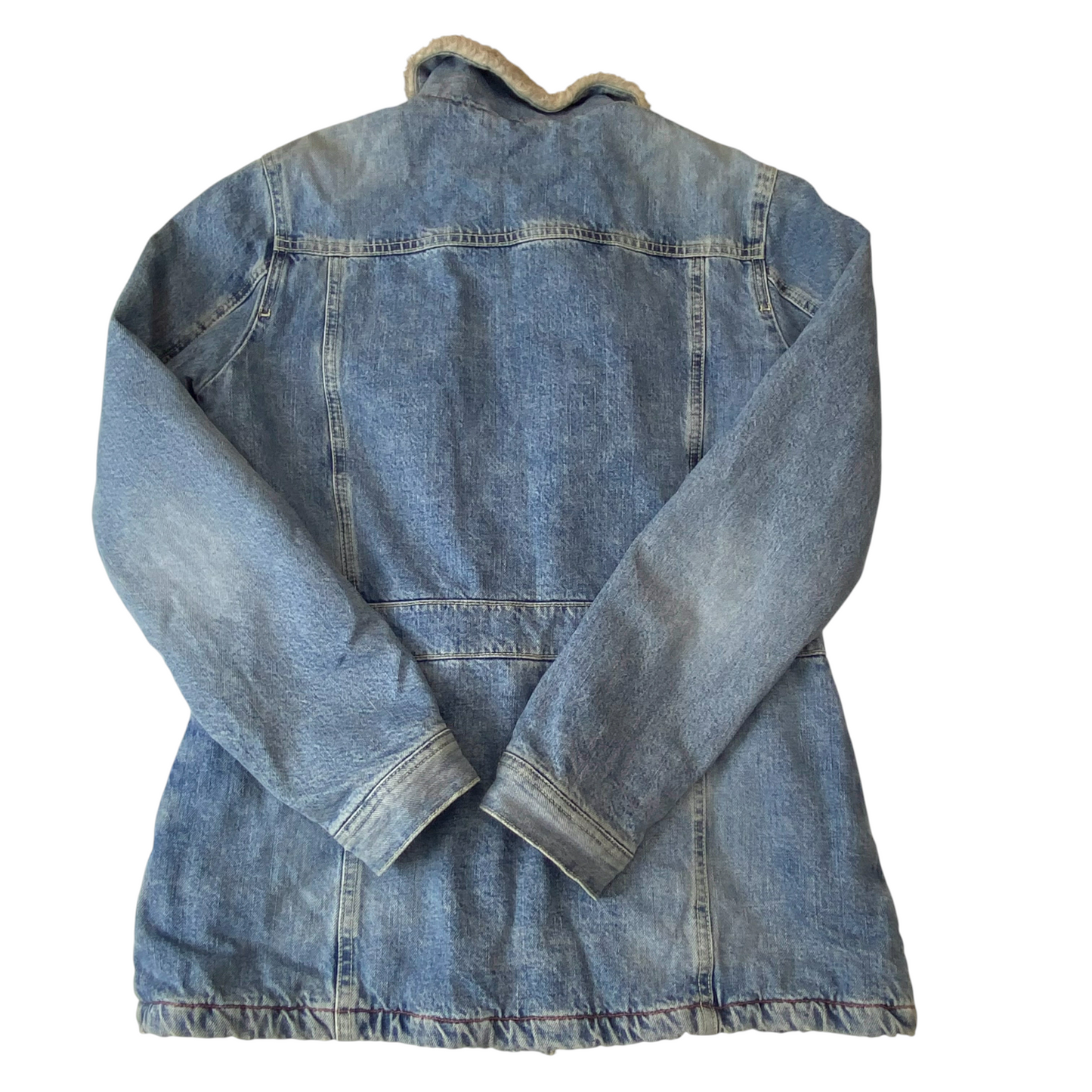 Esprit Trucker Jacket Womens M Blue Denim Sherpa Lined Long Sleeve Button Front