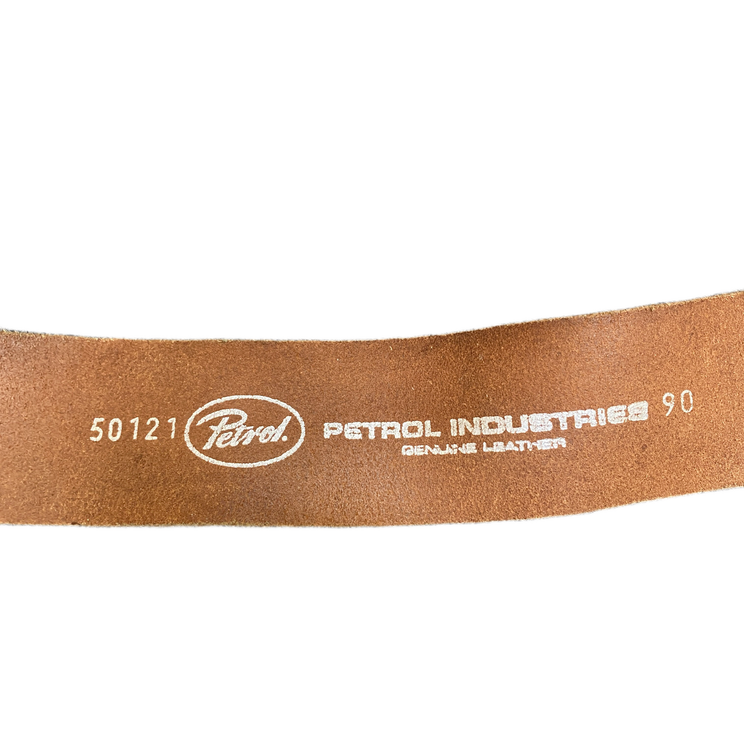 Petrol Industries Waist Belt Men White Leather Silver Pin Buckle 40 inches