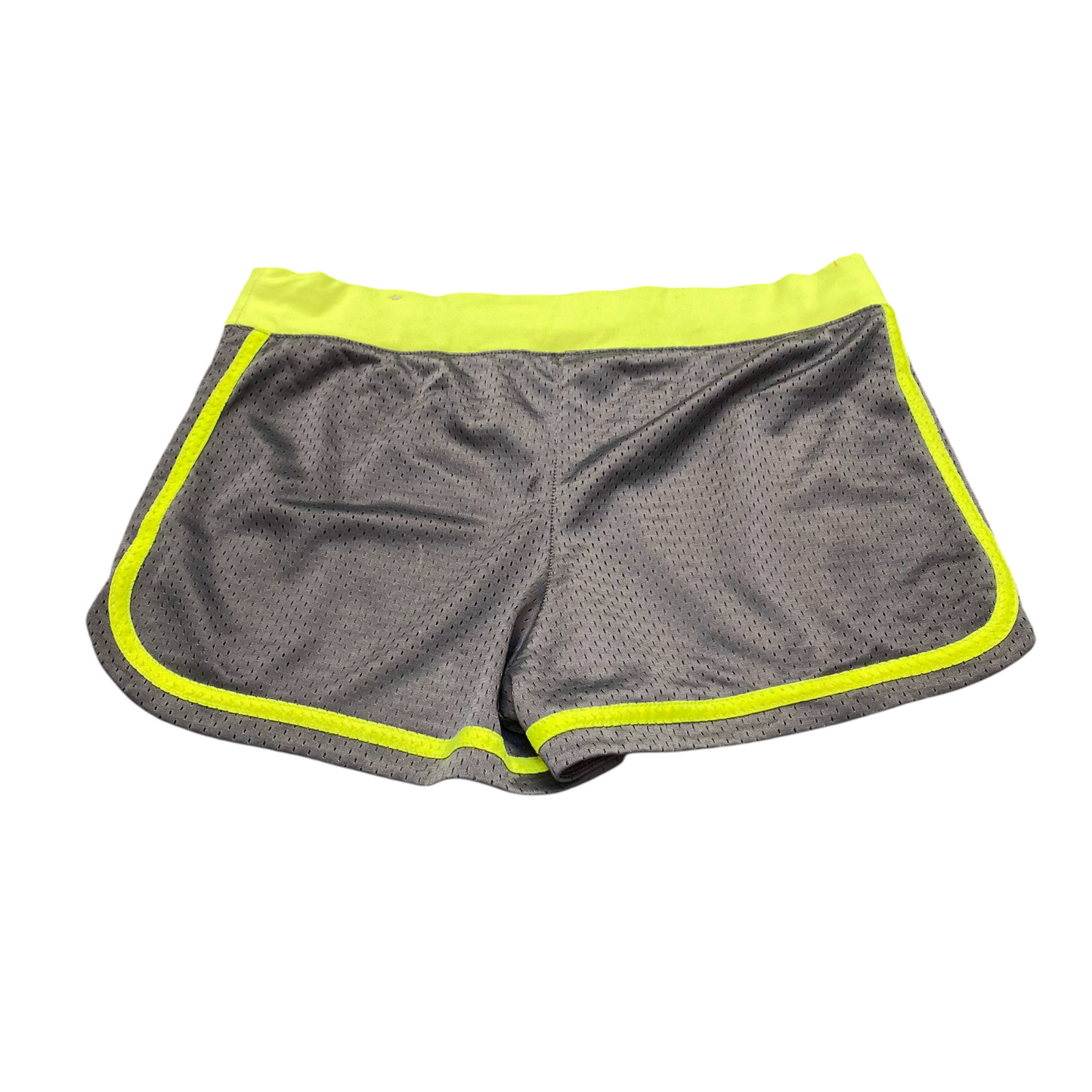 Justice Swim Peace Shorts Women M Grey Green Mesh Elastic Waist Stretch Outdoor