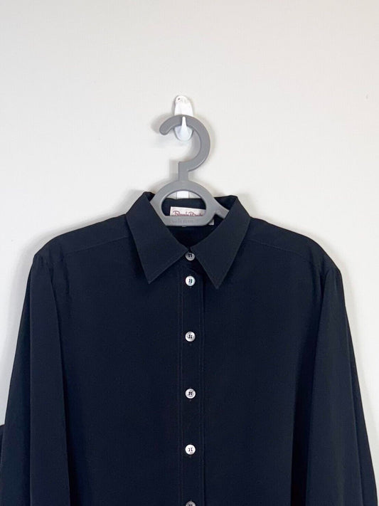 Linea Donna Shirt Womens 2XL Black Long Sleeve Collared Casual Button Down