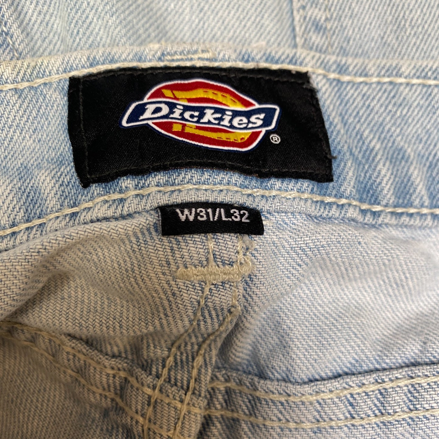 Dickies Jeans Fits as Women 34" Waist Blue Denim Light Wash 5-Pockets Streetwear