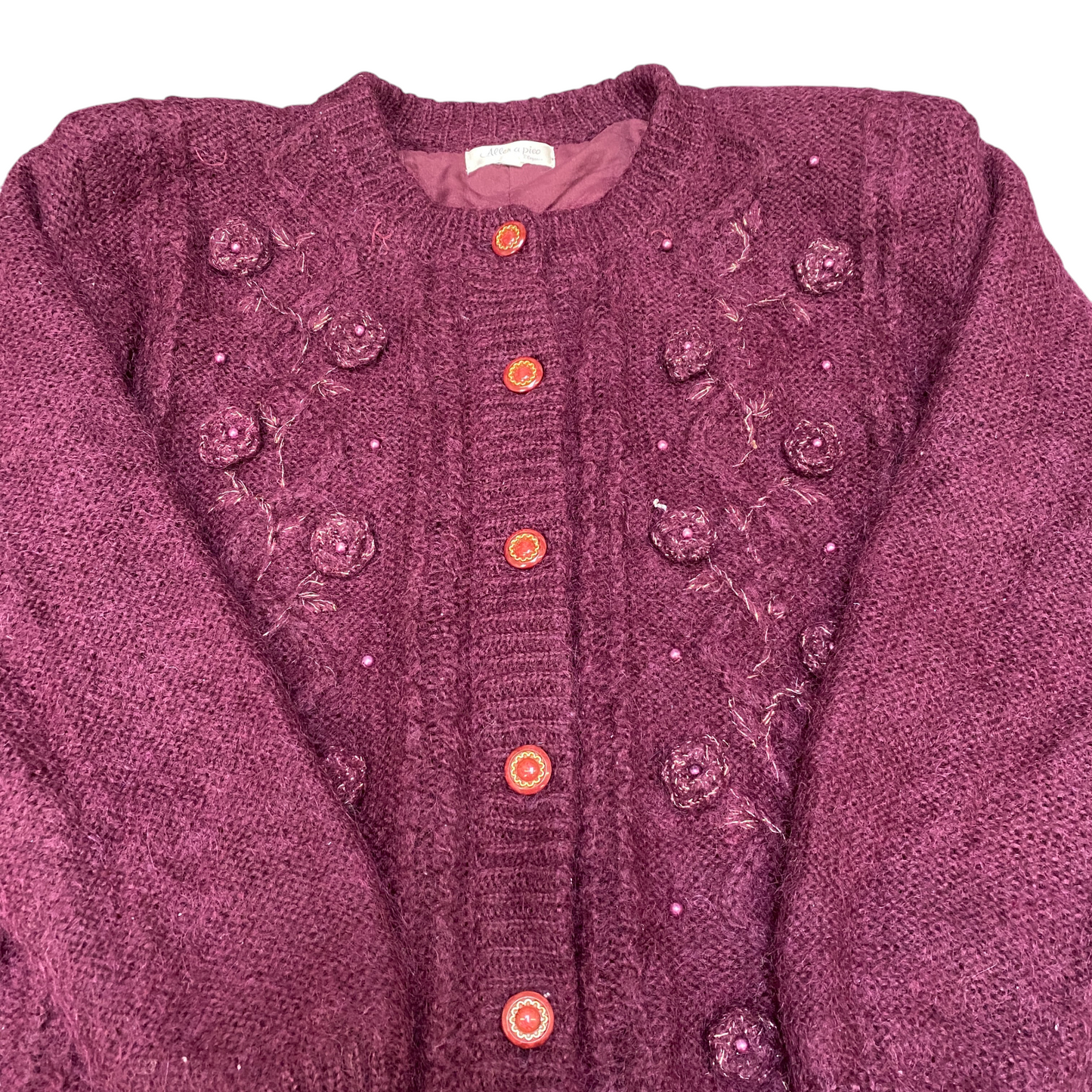 Aller a pieo Elegance Cardiga Jumper Women Large Maroon Long Sleeve Button Front