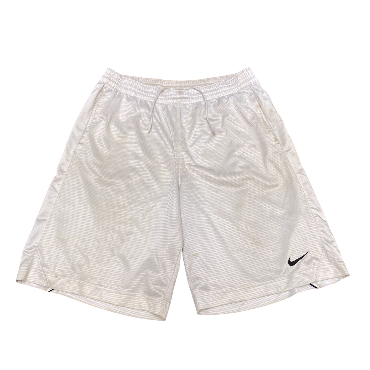 Nike Basketball Shorts Men Large White Dri Fit Athletic Workout Embroidered Logo