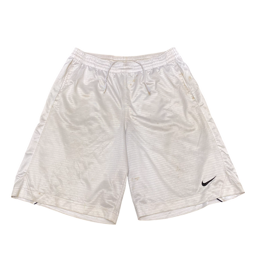 Nike Basketball Shorts Men Large White Dri Fit Athletic Workout Embroidered Logo