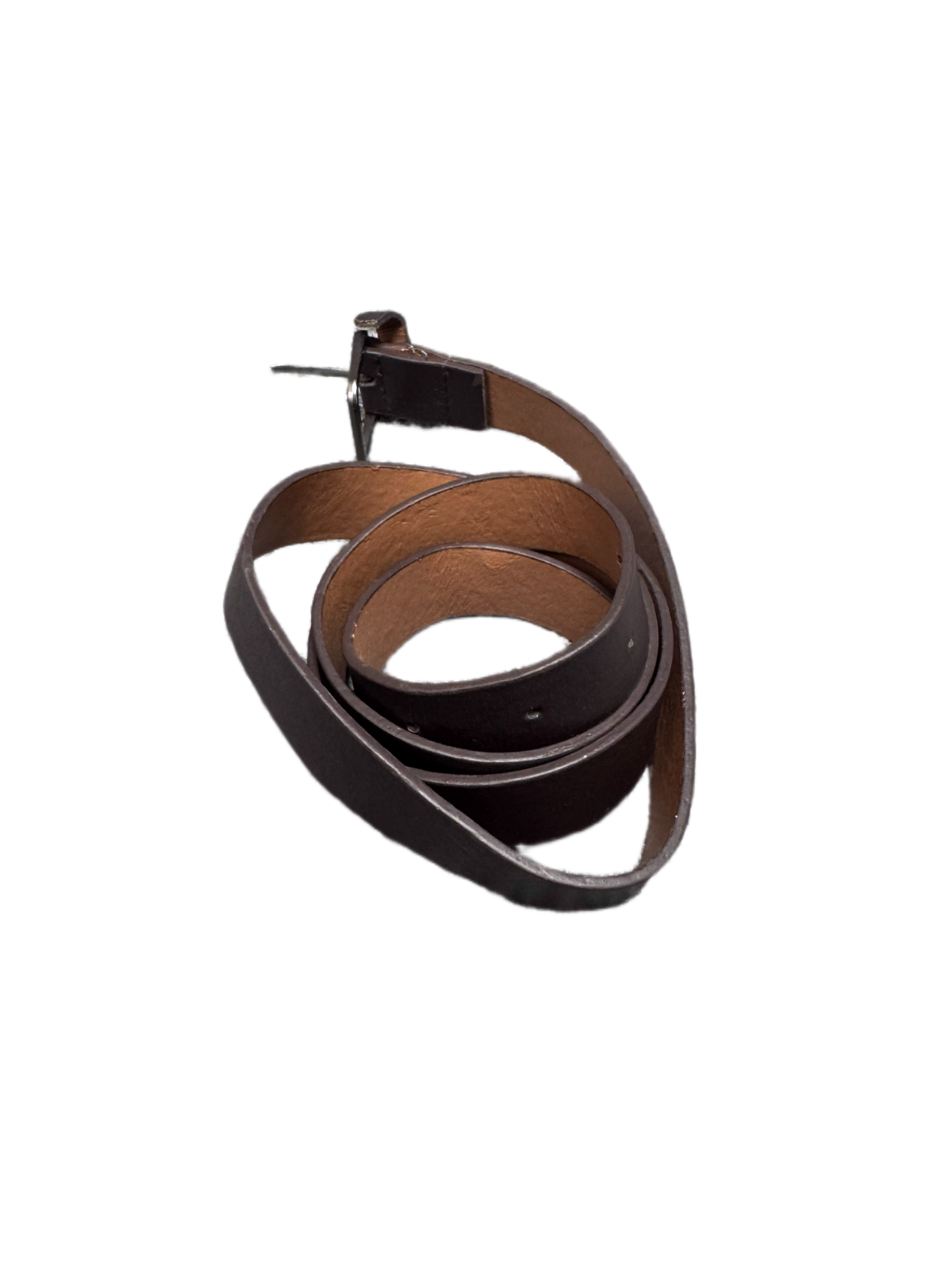 Waist Belt Mens Dark Brown Leather Adjustable Silver Pin Buckle 46 inches