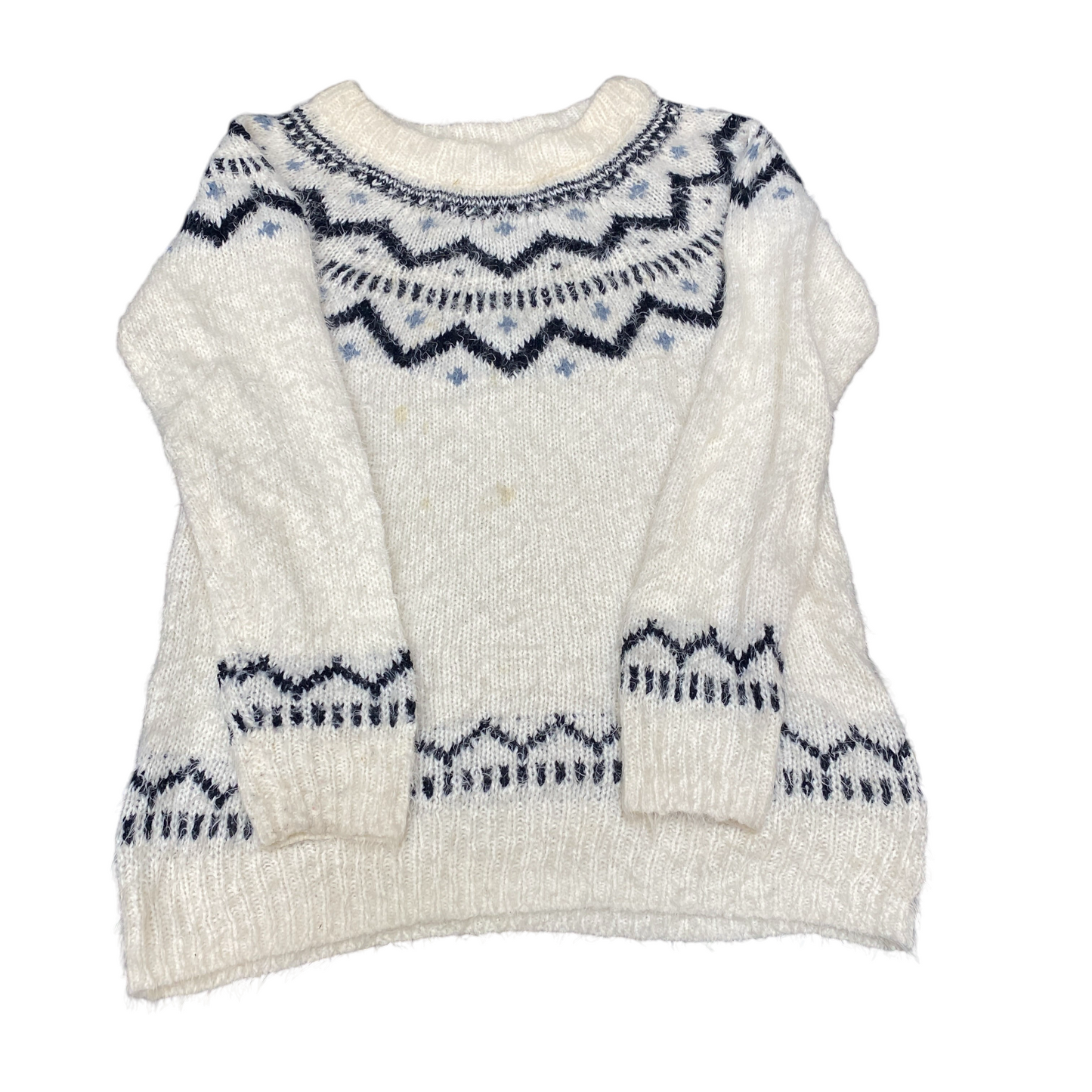 Womens Jumper Small Colorful Fair Isle Soft Fuzzy Knitted Long Sleeve Pullover