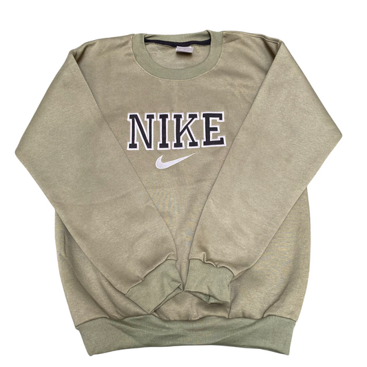 Nike Sweatshirt Mens S Green Embroidered Spell Out Logo Crew Neck Long Sleeve