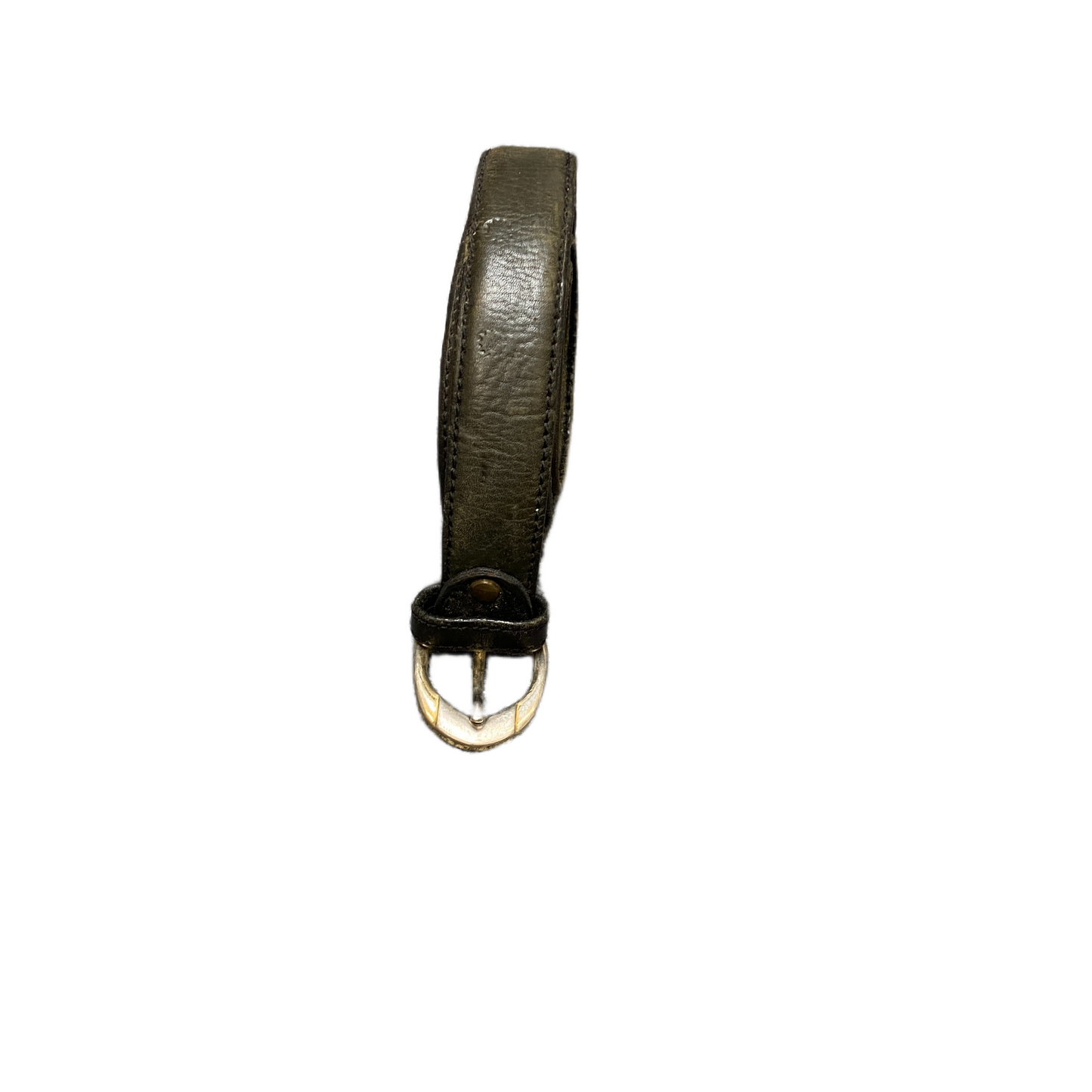 Mens Waist Belt Black Leather Adjustable Silver D-Shape Buckle Size 47.5 inches