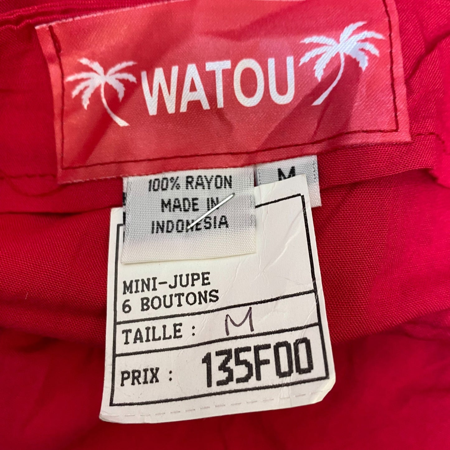 Watou Pencil Mini Skirt Womens M Red Solid Side Slit Casual Outdoor Button Fornt
