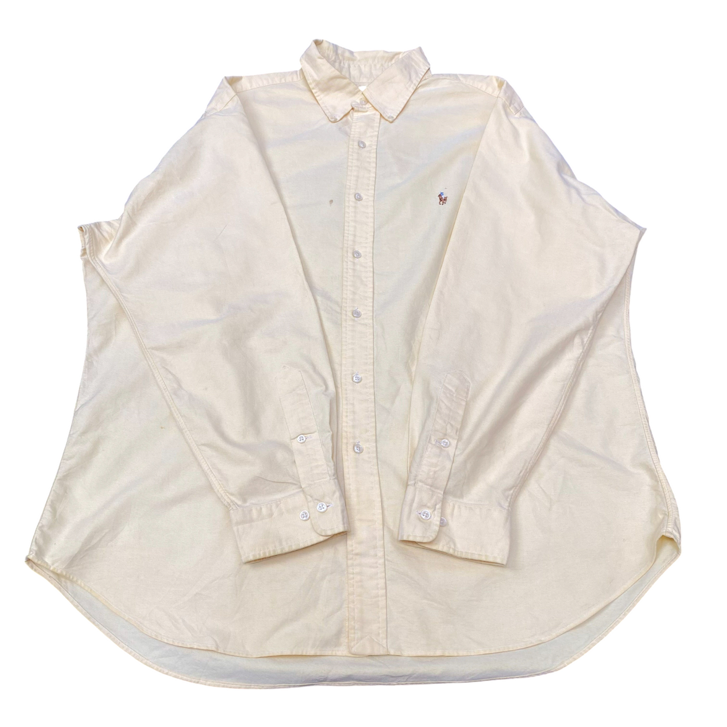 Ralph Lauren Formal Shirt Men XL Yellow Classic Fit Long Sleeve Logo Button Down