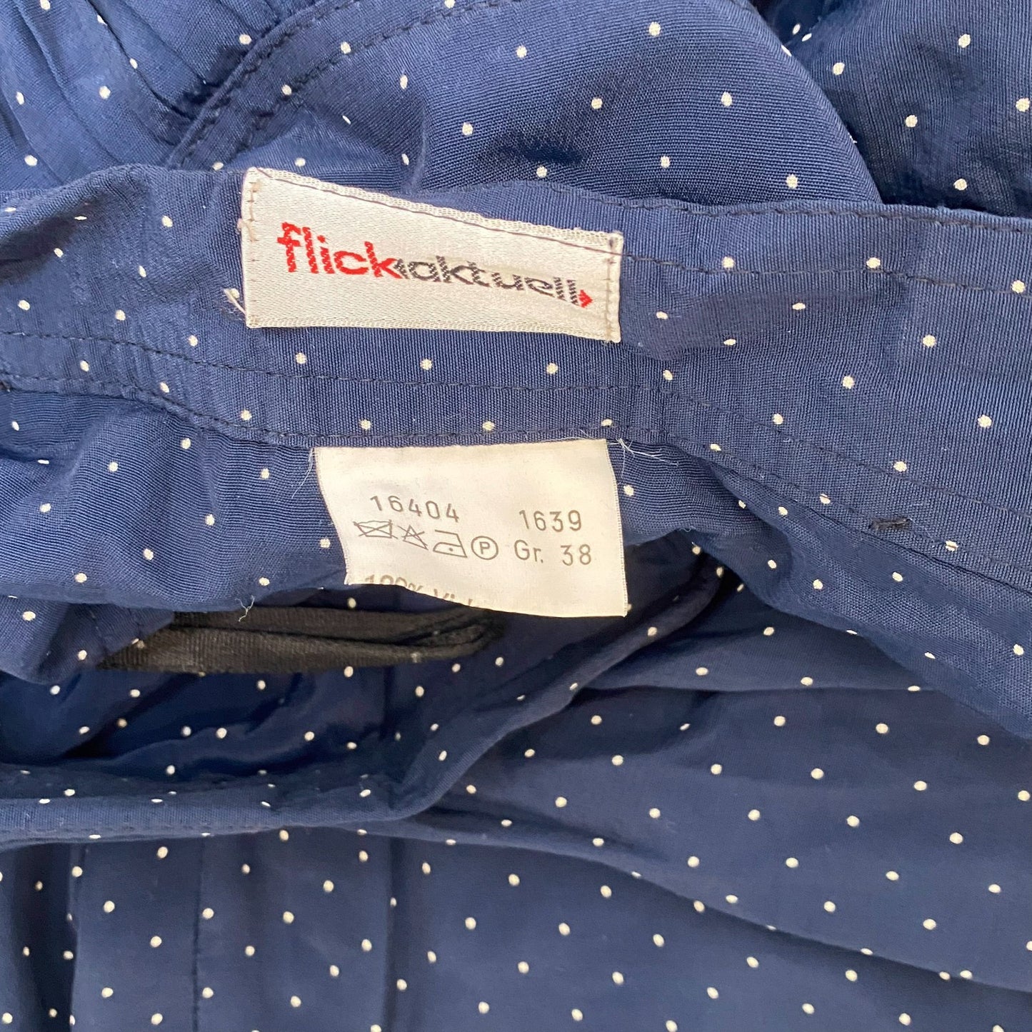 Flick Aktuell Fit & Flare Skirt Women's M Blue White Polka Dot Casual Pleated
