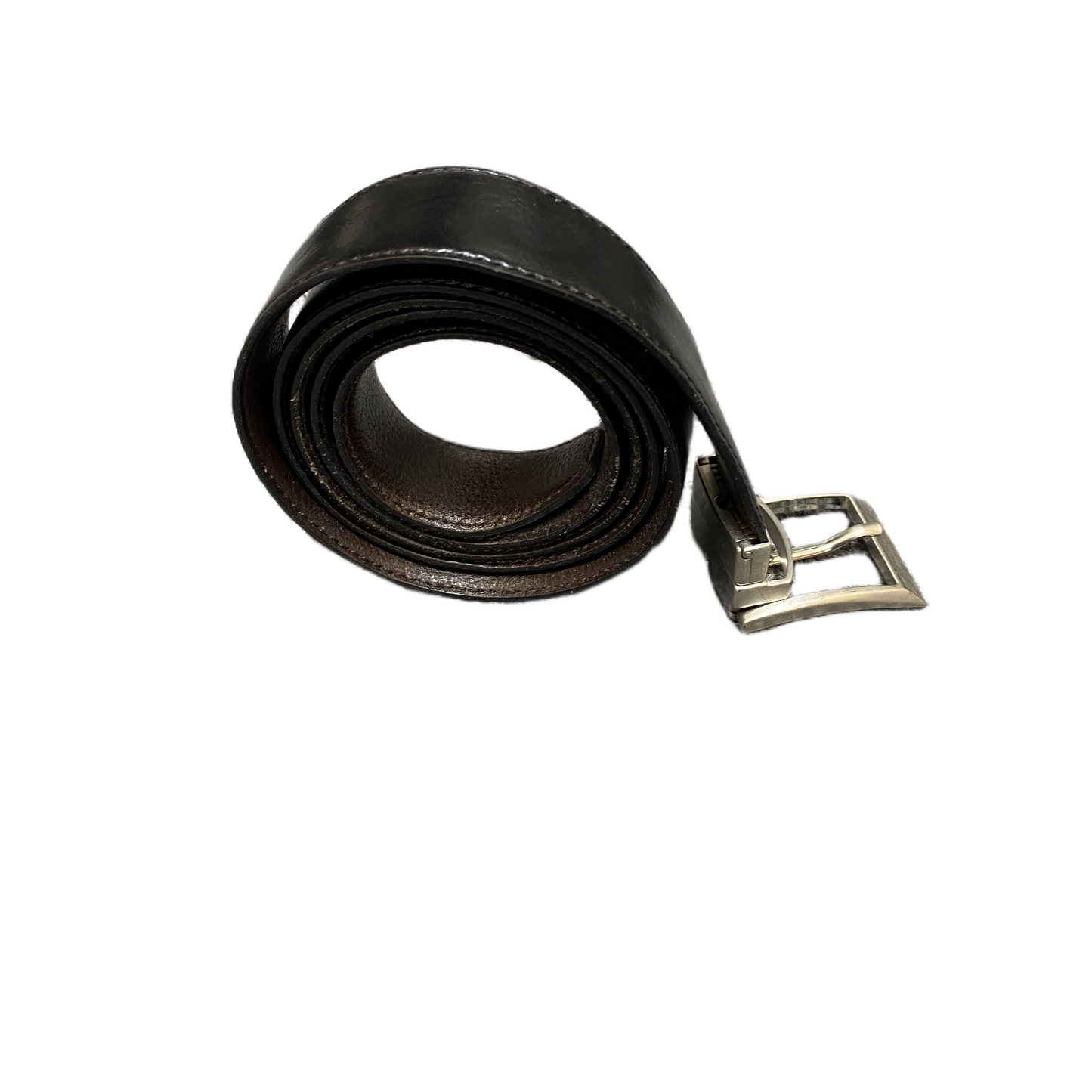 Mens Waist Belt Black Leather Adjustable Removable Pin Buckle Size 46 inches