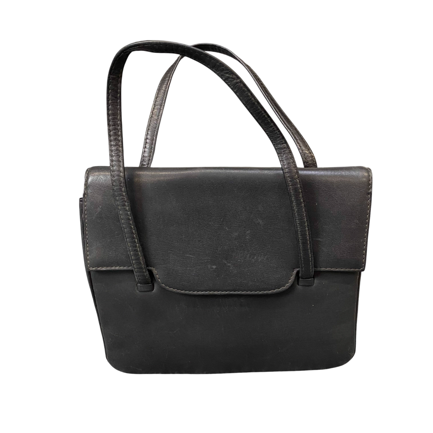 Novabell Tote Bag Womens Black Leather Magnetic Flap Closure Double Handles