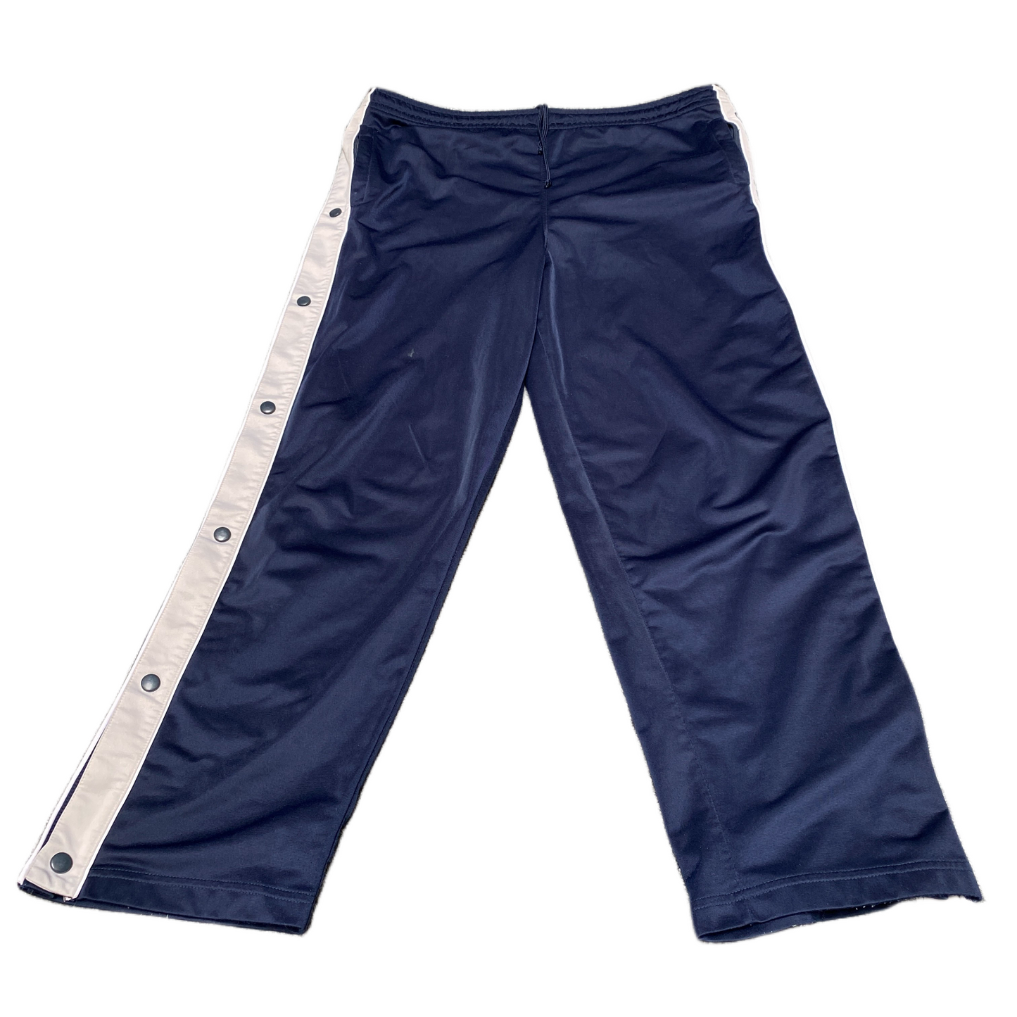 Joggers Fits as Mens 36" Waist Navy Side Snap Straight Leg Drawstring Trousers
