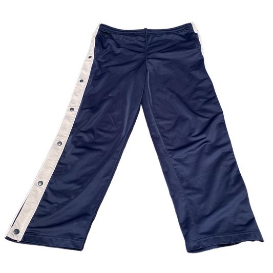 Joggers Fits as Mens 36" Waist Navy Side Snap Straight Leg Drawstring Trousers