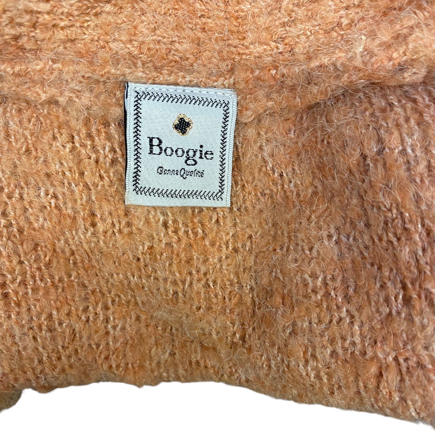 Boogie Cardigan Jumper Womens Large Orange Fuzzy Texture V Neck Button Front