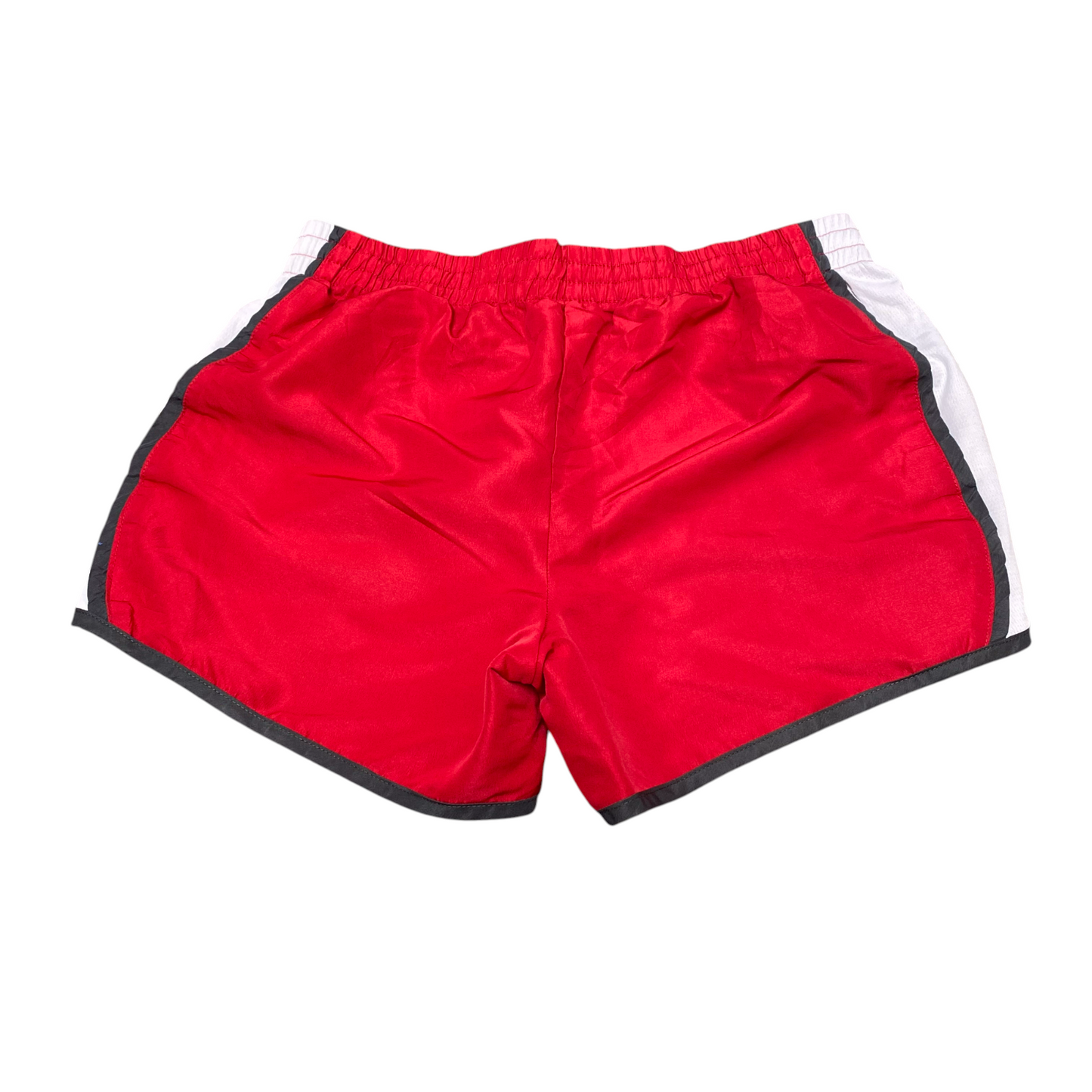 Running Sprinter Shorts Women Small Red White Side Mesh Athletic Fit Dolphin Hem