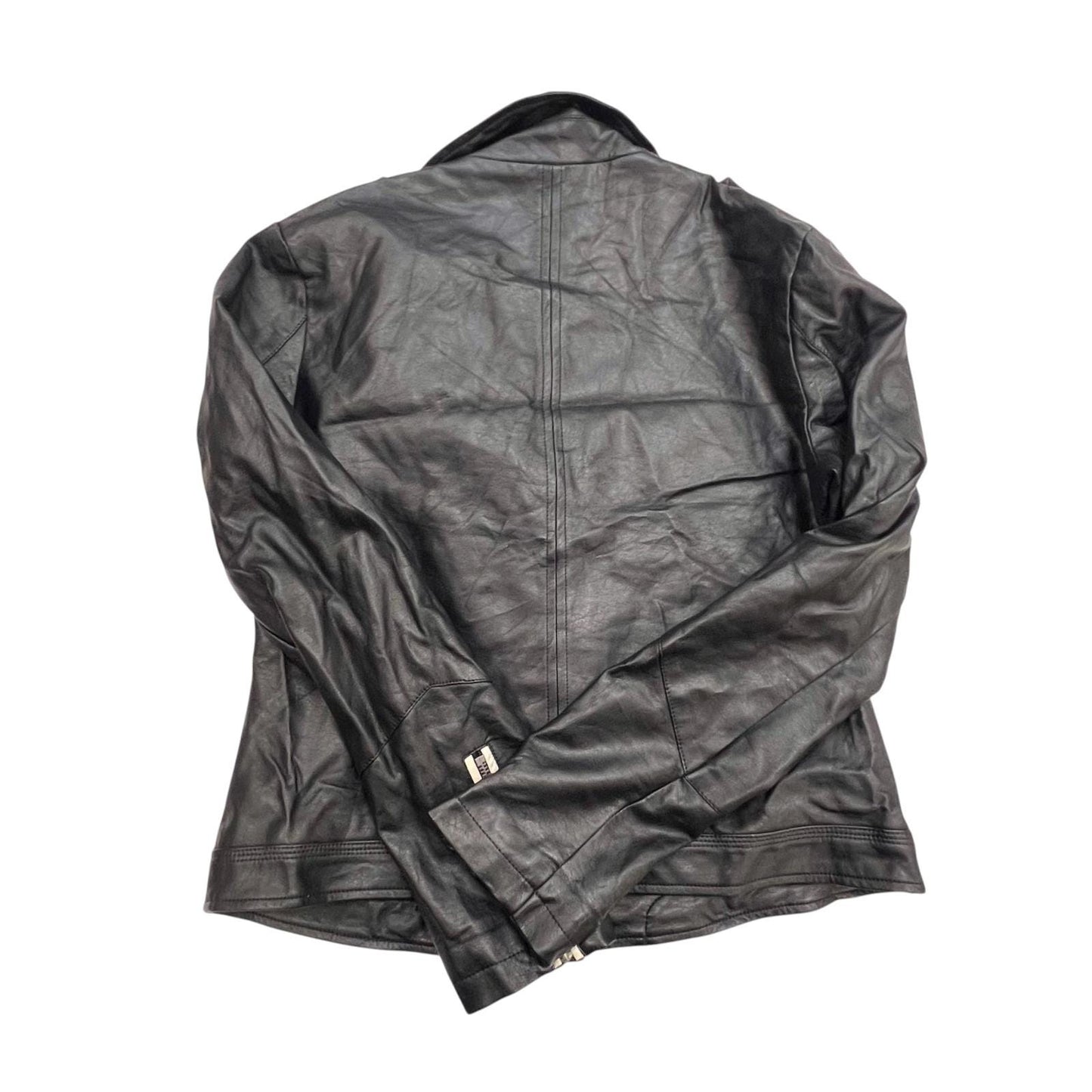 Miss Etam Faux Leather Moto Jacket Womens Medium Black Collared Cliffside Zip