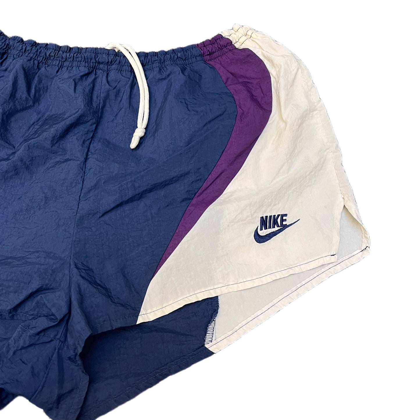 Nike Running Shorts Fits as Womens S 27" Waist Navy White Mesh Lined Drawstring