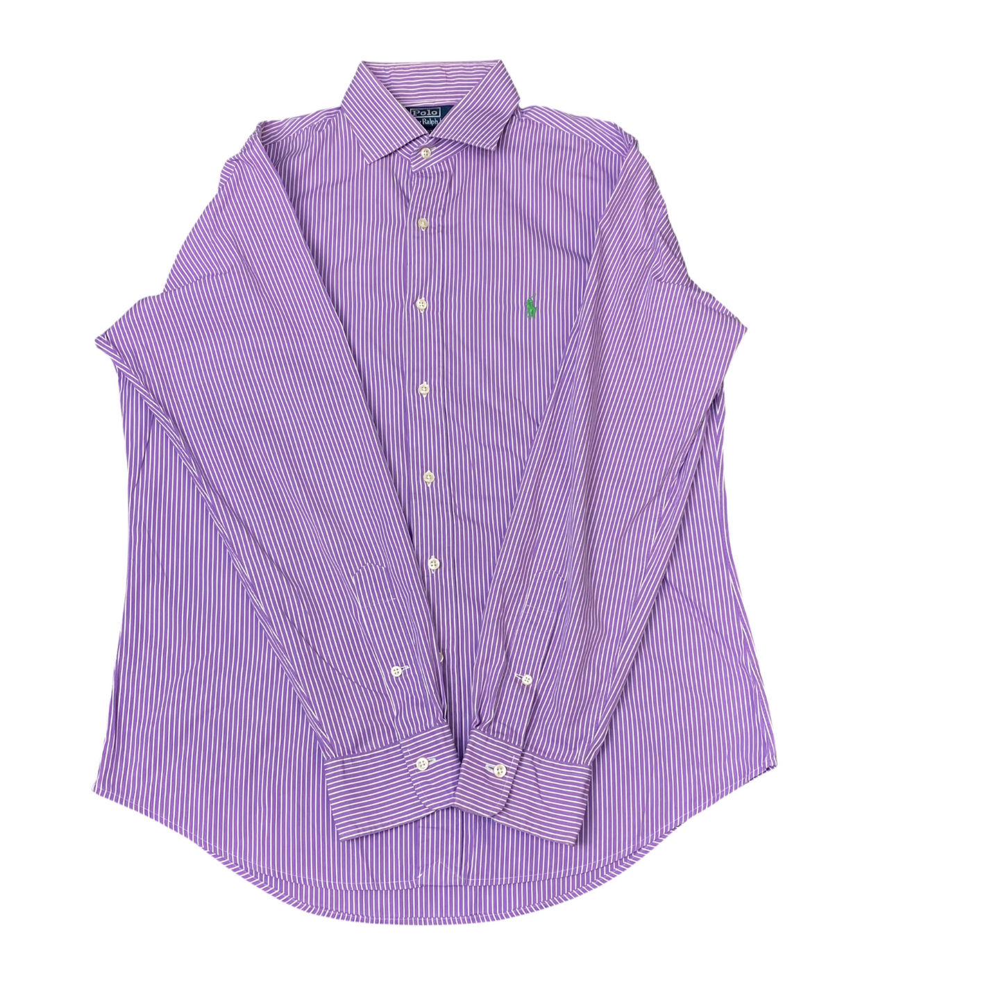 Polo Ralph Lauren Formal Shirt Mens L Purple Striped Custom Fit Logo Button Down