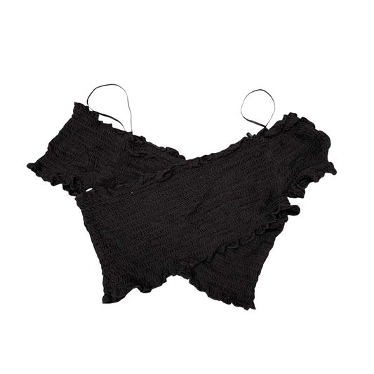 Love Tree Cropped Top Womens S Black Off Shoulder Smocked Shirred Outdoor