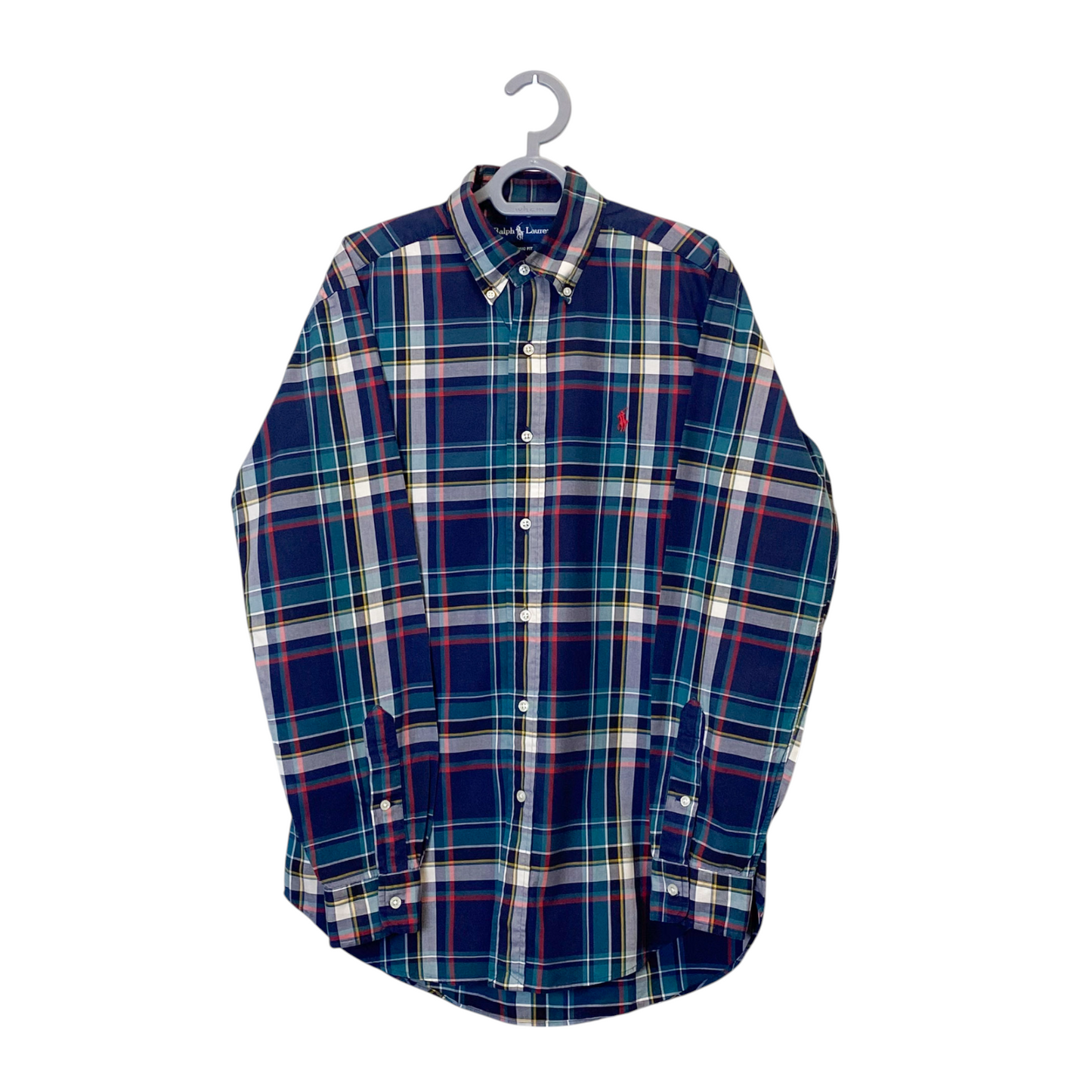 Ralph Lauren Shirt Mens Small Green Plaid Long Sleeve Small Pink Polo Pony Logo