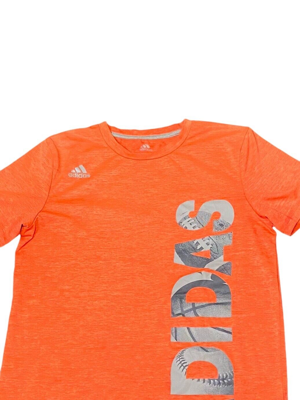 Adidas T-Shirt Men's S Orange Logo Crew Neck Short Sleeve Pullover Casual Tee