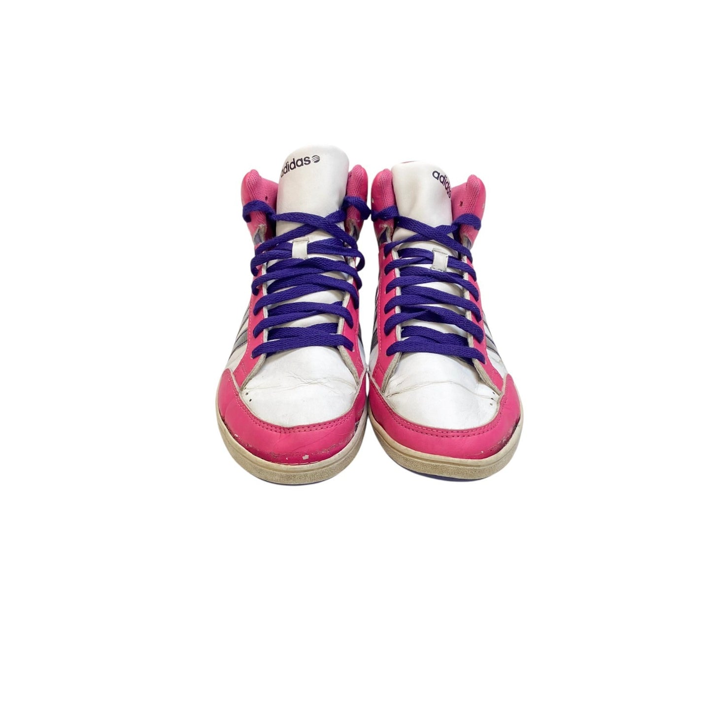 Adidas Hoops Mid 2.0 Athletic Sneakers Juniors 5.5 Pink Purple Leather Lace Up