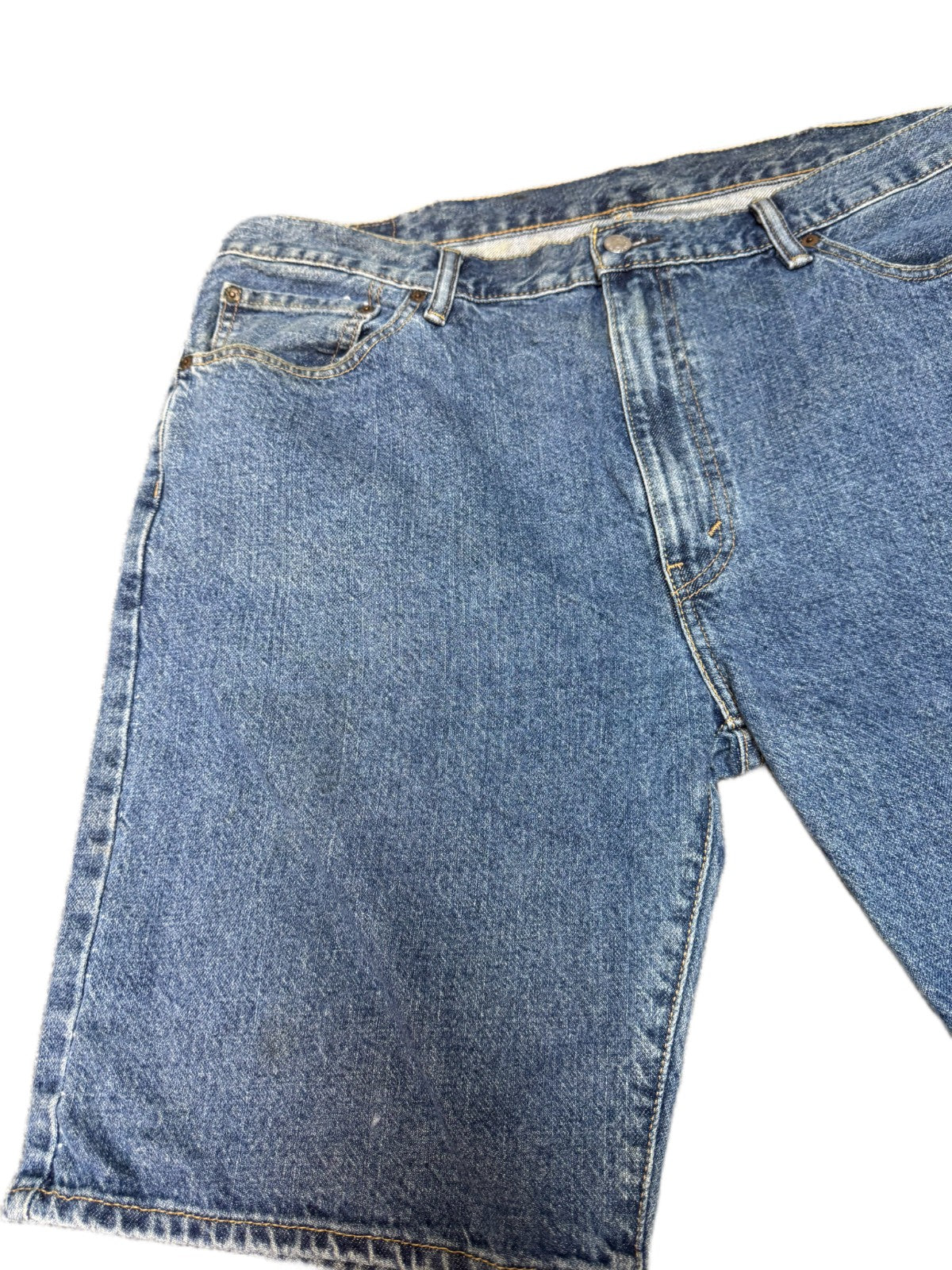 Levi's 505 Jean Shorts Fits as Mens XL 40" Waist Blue Denim Medium Wash Red Tab