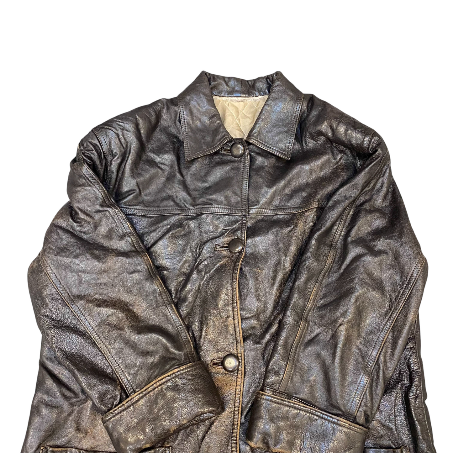 Marcus Collezioni Leather jacket Womens Medium Black Collared Button Front
