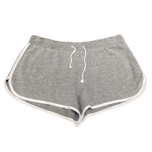 Running Sprinter Shorts Womens L 30" Waist Grey Athletic Gym Stretch Dolphin Hem