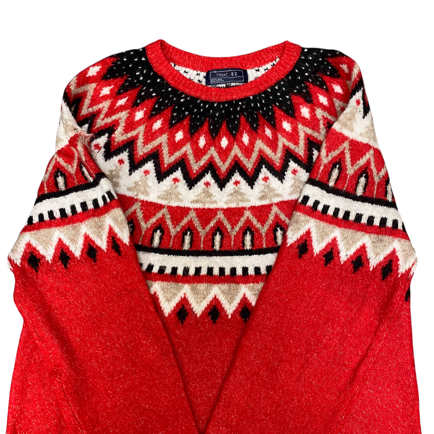 Next. 82 Jumper Womens Small Red Fair Isle Long Sleeve Wool Winter Holiday