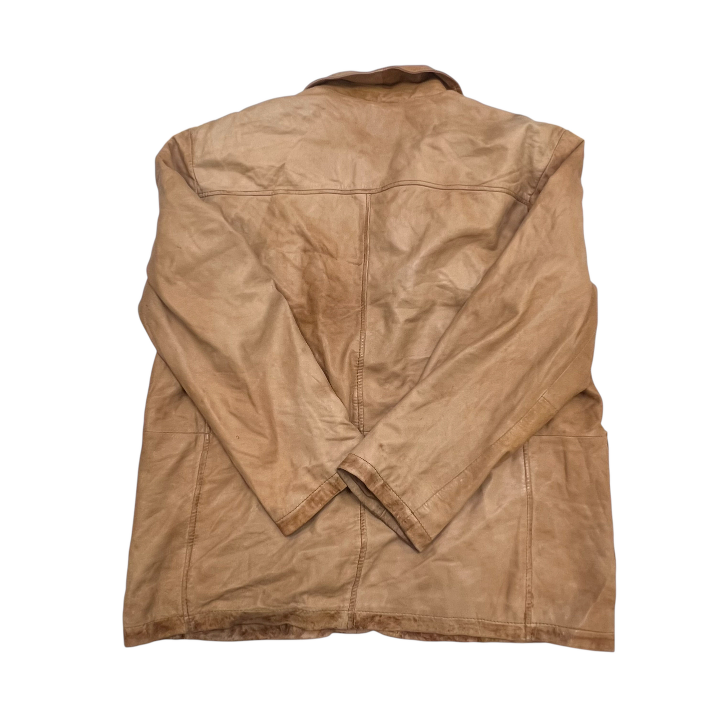 A.W.DUNMORE Faux Leather Jacket Mens Medium Brown Notch Lapel Single Breasted