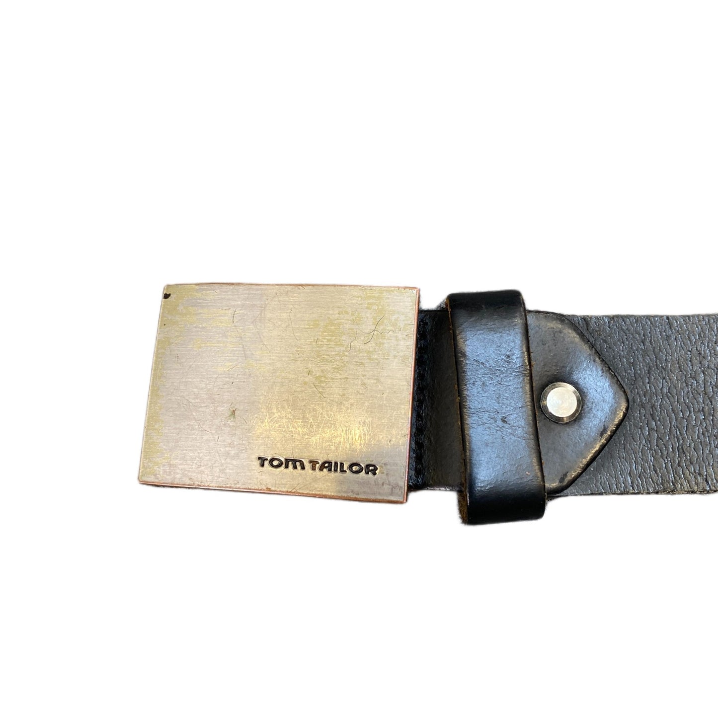Tom Tailor Waist Belt Men Black Leather Adjustable Silver Pin Buckle 44.5 Inches