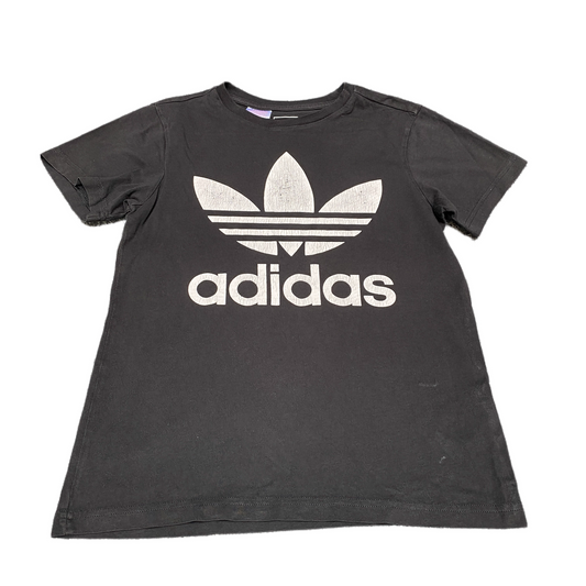 Adidas Originals T-Shirt Boys XS Black White Trefoil Logo Short Sleeve Crew Neck