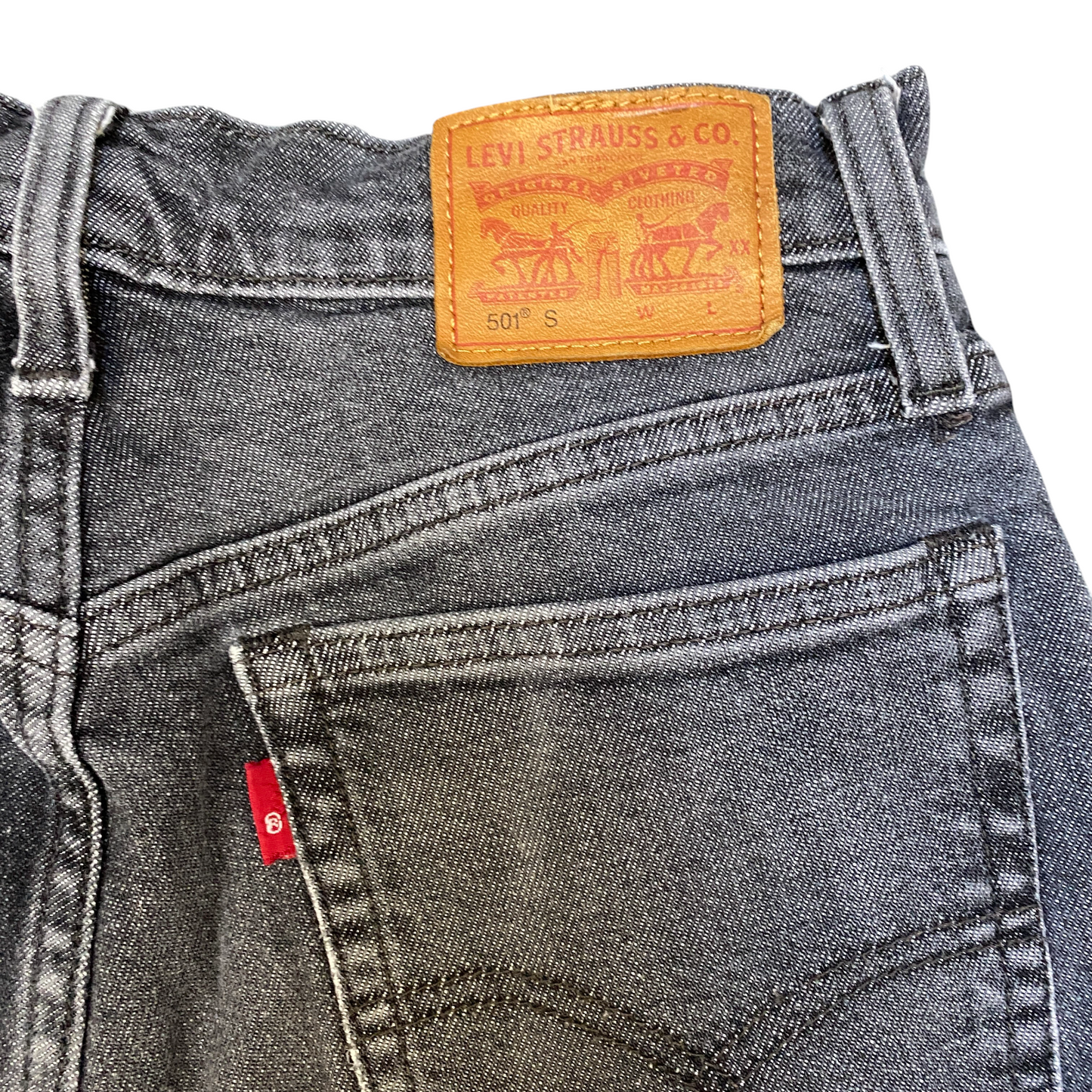 Levi's 501 Jeans Women 25" Waist Grey Denim High Waisted Distressed Straight Leg
