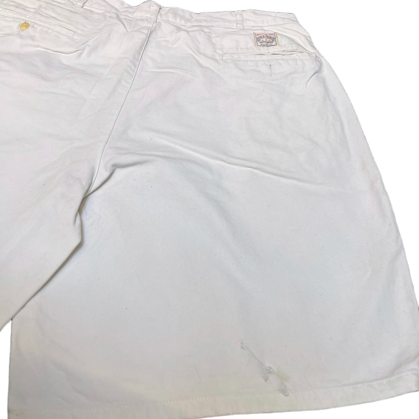 Vtg Polo Ralph Lauren Chino Shorts Fits as Mens Large 34" Waist White Pleated