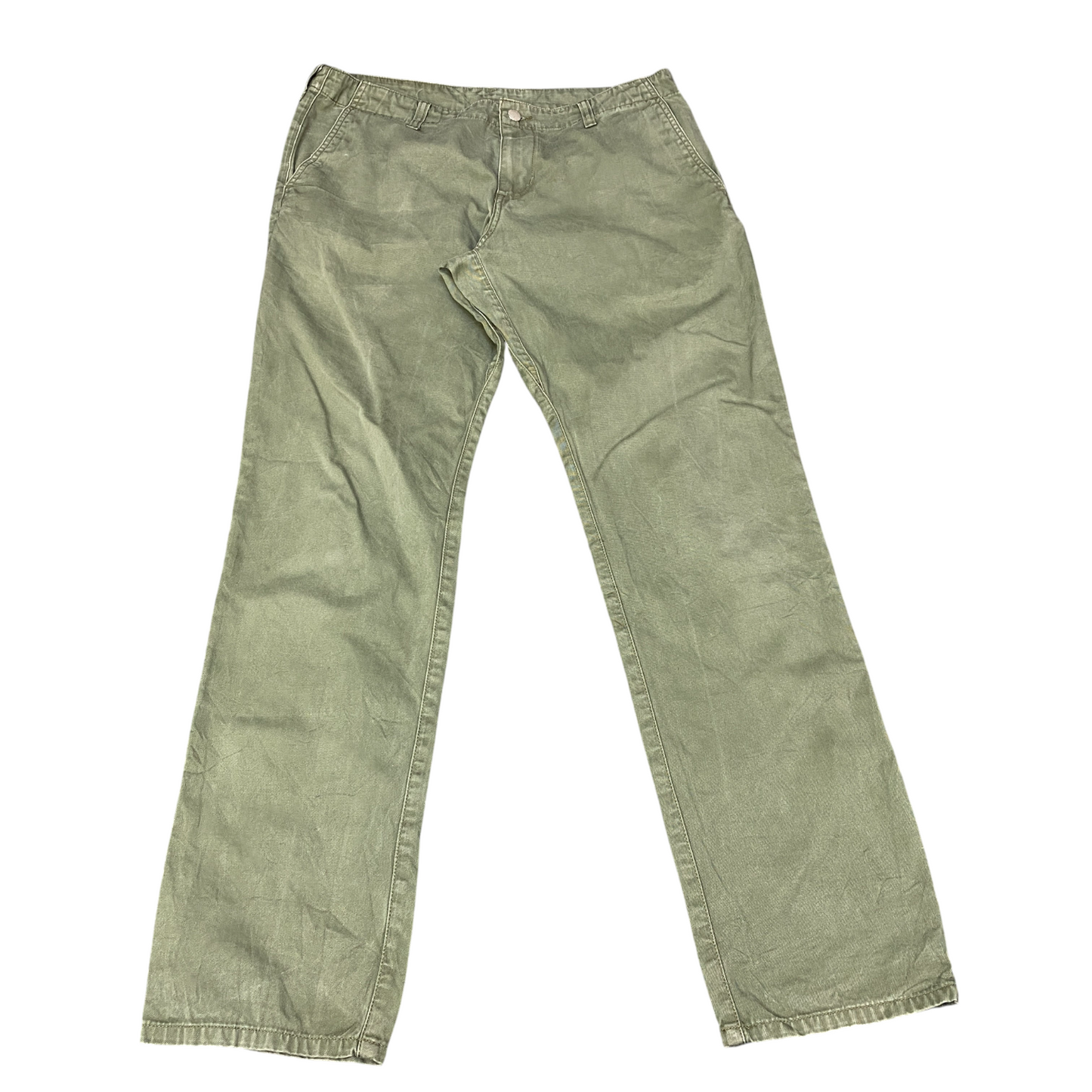 Carhartt Club Pants Mens Large Green Rugged Canvas Work Flat Front Straight Leg