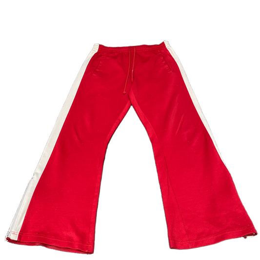Fishbone Joggers Fits as Womens 31" Waist Red White High Waisted Track Trousers
