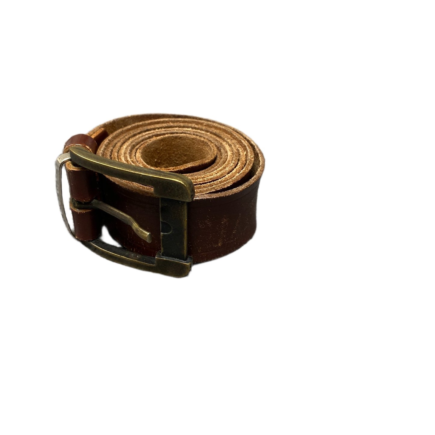 Waist Belt Mens Handmade Rugged Brown Leather Adjustable Silver Buckle 41 Inches