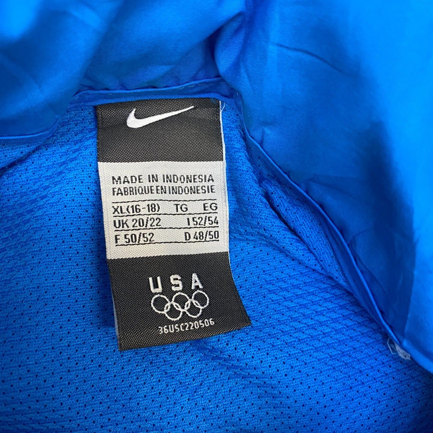 Nike Jacket Mens X-Large White Blue USA Olympic Mesh Lined Long Sleeve Full Zip