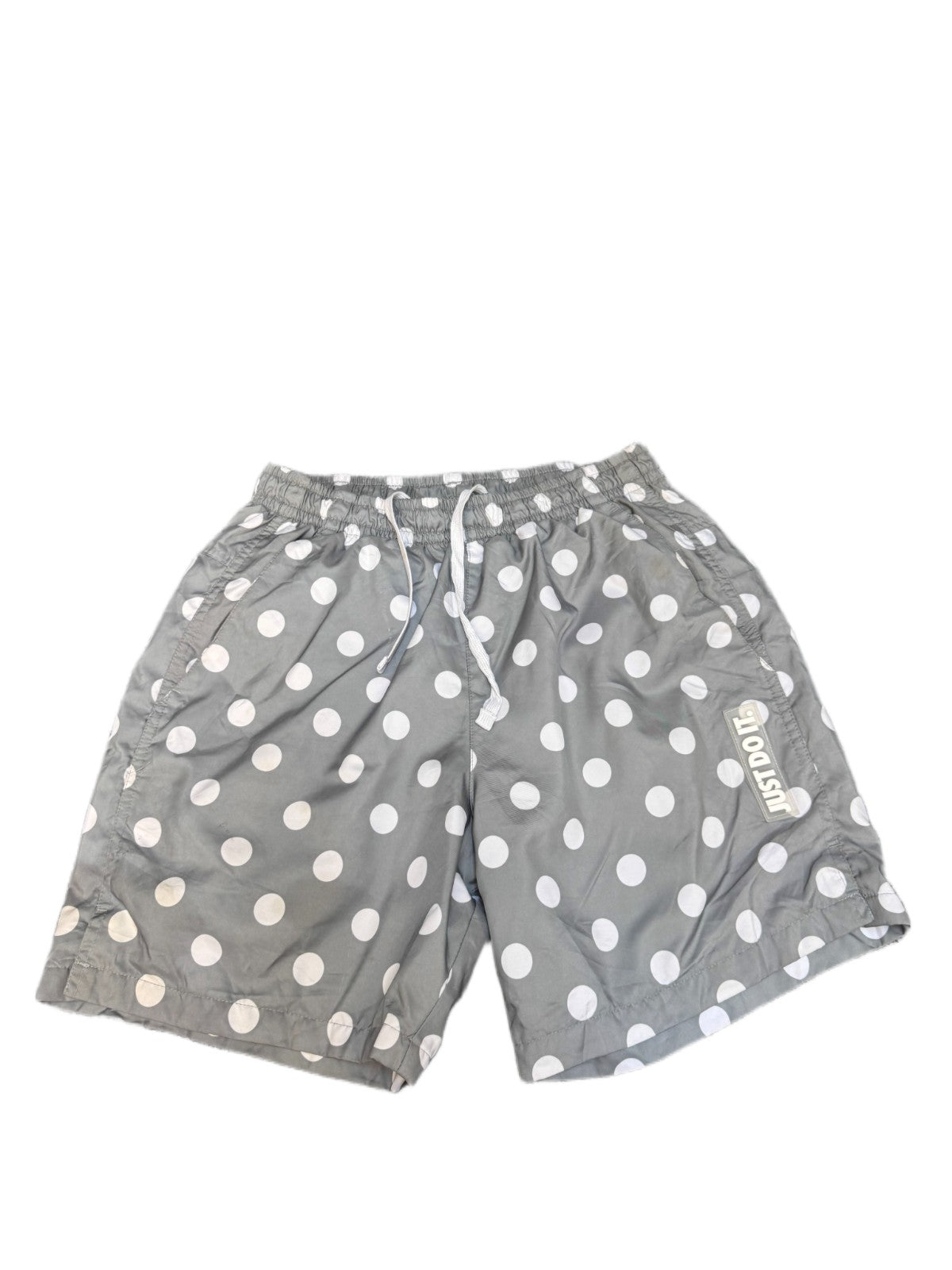 Nike Just Do It Swim Shorts Fits as Mens XS 27" Waist Grey White Polka Dot Lined