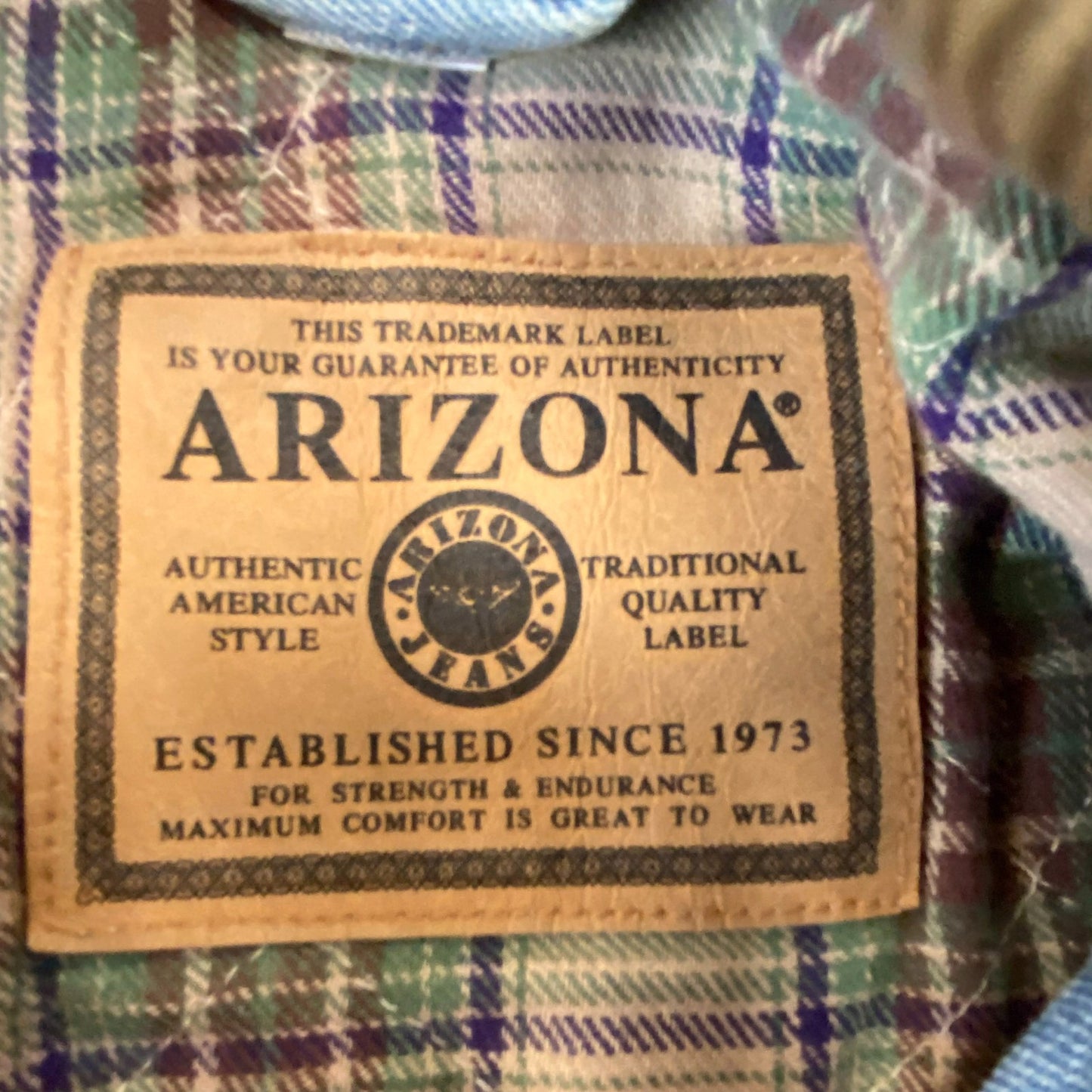 Arizona Trucker Jacket Mens Large Blue Denim Flannel Lined Collared Button Front