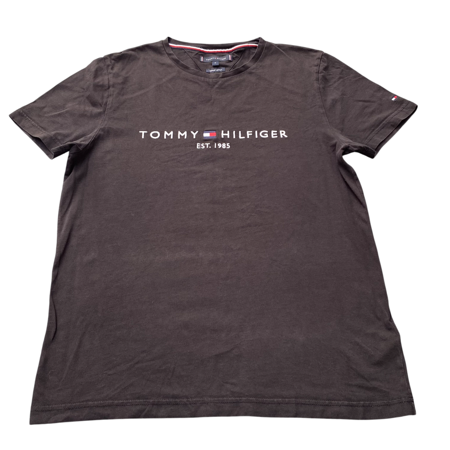 Tommy Hilfiger T Shirt Mens Medium Black Short Sleeve Spellout Logo Crewneck Tee