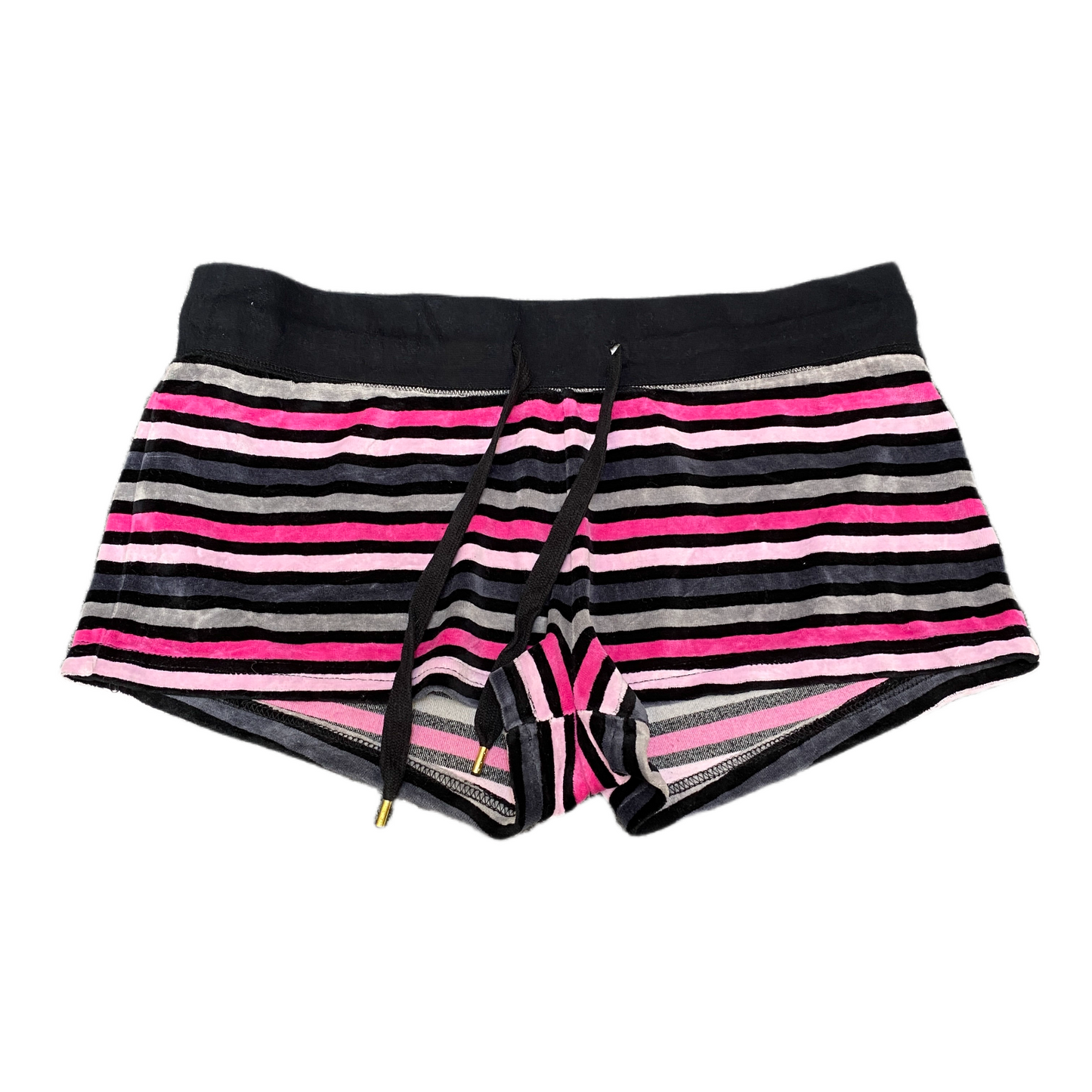Undiz Velour Lounge Shorts Womens L 32" Waist Multi Striped Stretch Drawstring