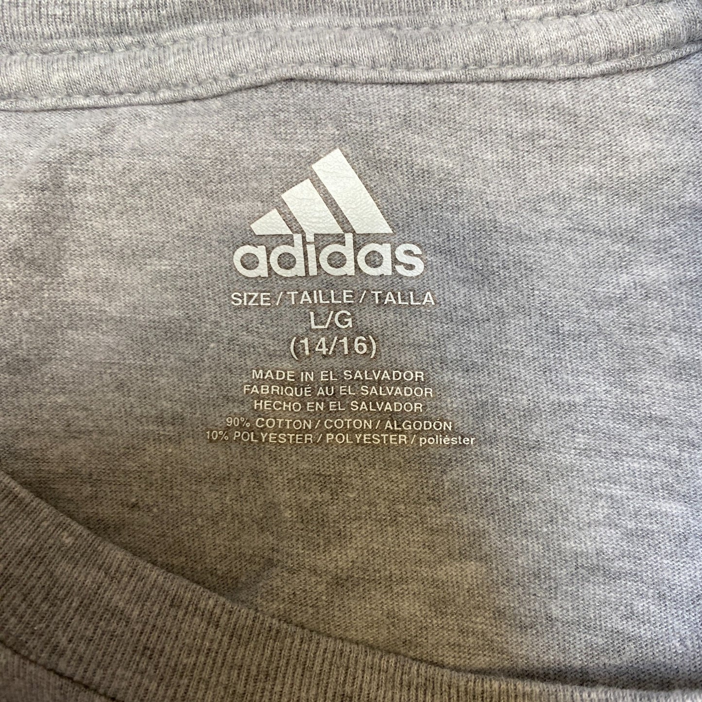 Adidas T-Shirt Girls L Grey 3 Stripe Life Soccer Graphic Short Sleeve Summer Tee