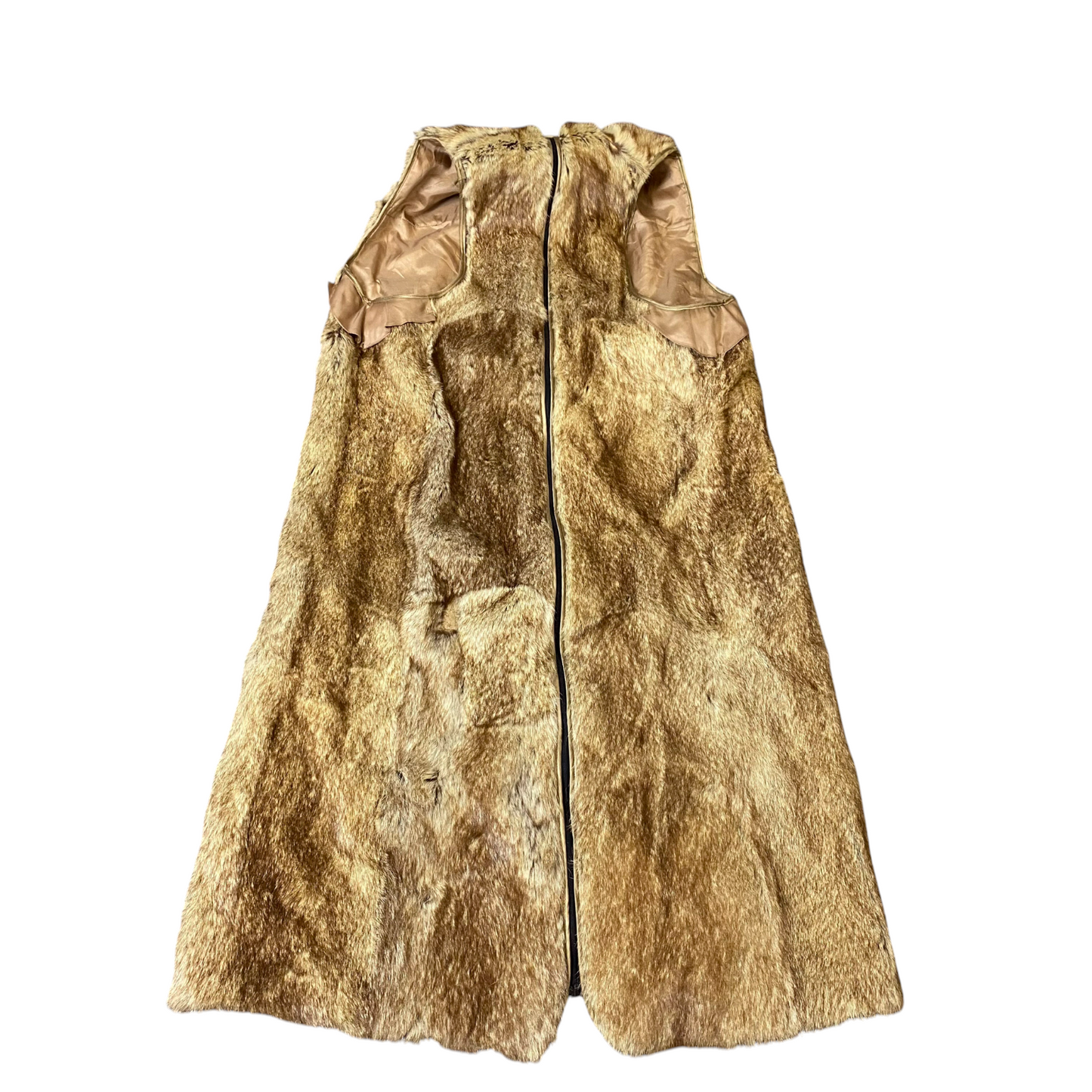 Womens Faux Fur Long Vest Medium Brown Cozy Warm Winter Sleeveless Full Zipper