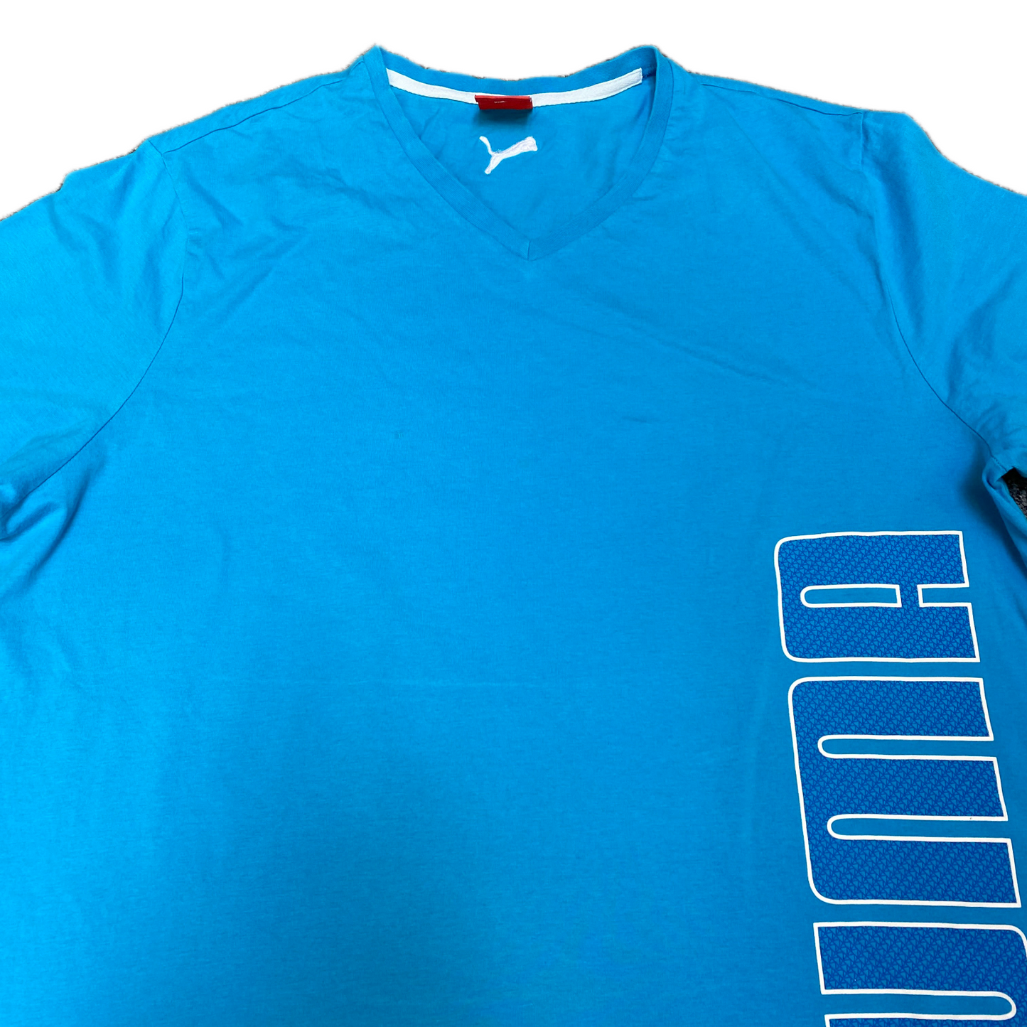 PUMA T-Shirt Womens 2XL Blue Solid Regular Fit Short Sleeve V Neck Pullover Tee
