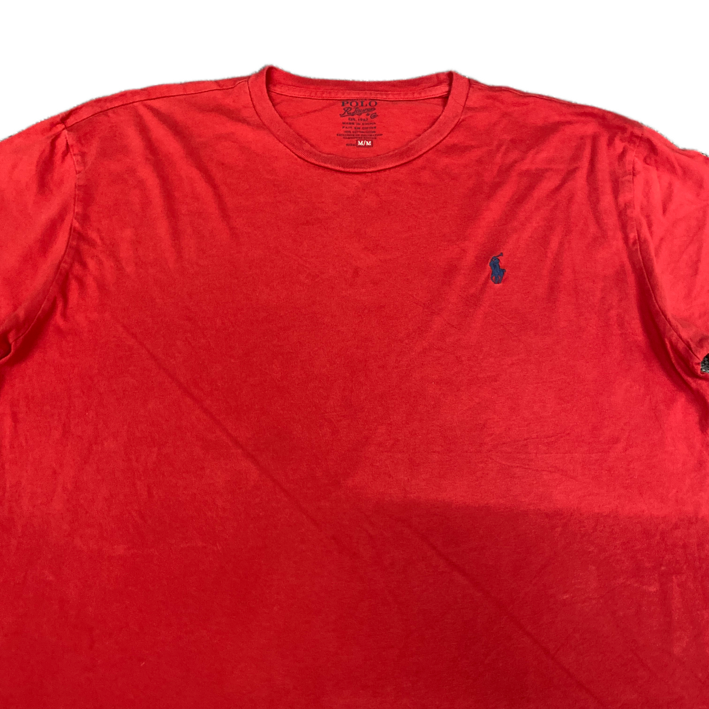 Ralph Lauren T-Shirt Mens Medium Red Pony Logo Short Sleeve Crew Neck Pullover